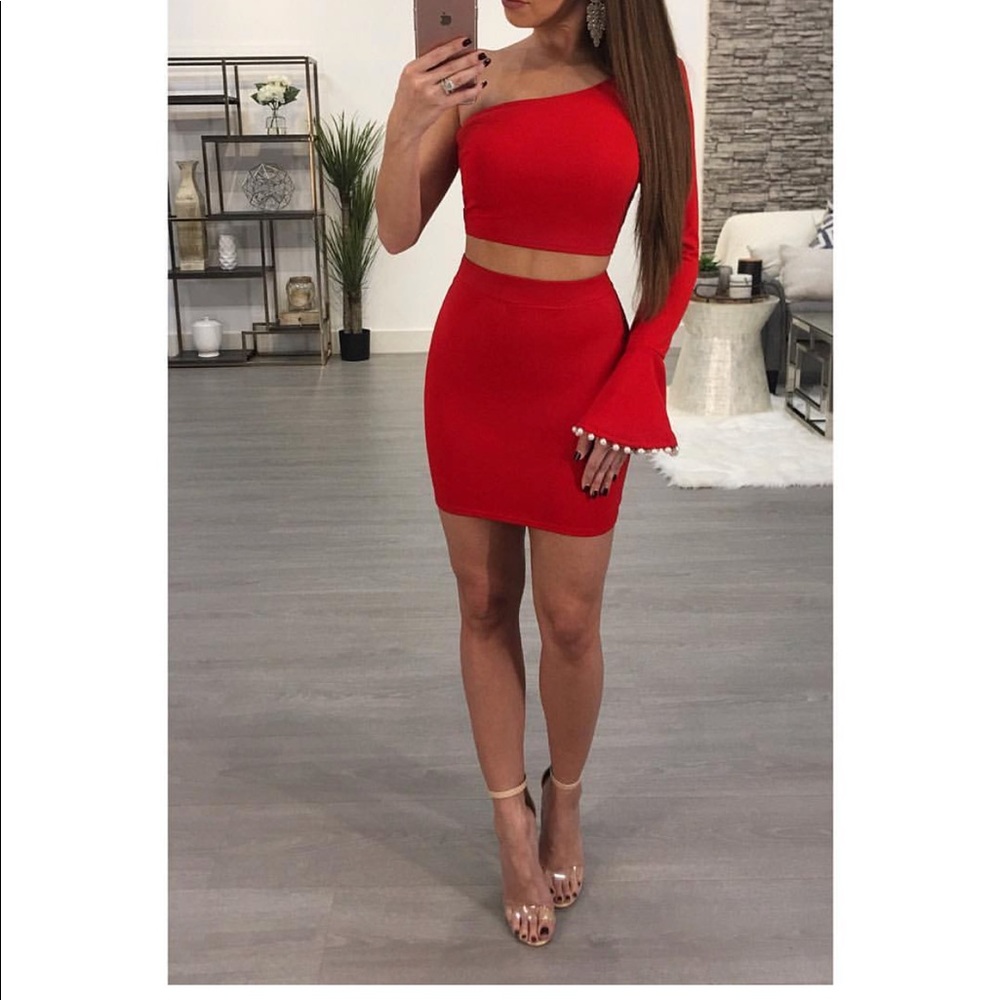 Boutique crop top and skirt set